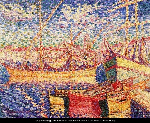 Boats in the Port of St. Tropez - Henri Edmond Cross