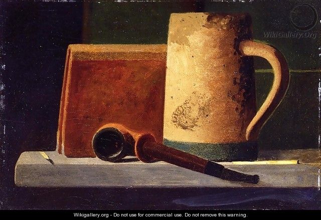 Mug, Pipe and Book in Window Ledge - John Frederick Peto