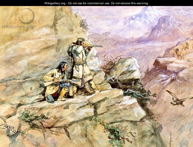 Hunting Big Horn Sheep - Charles Marion Russell