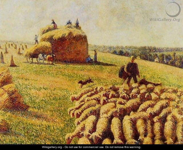 Flock of Sheep in a Field after the Harvest - Camille Pissarro