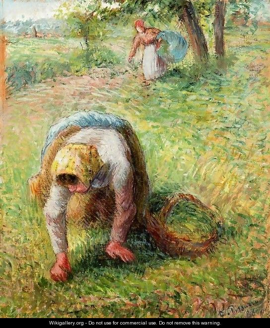 Peasants Gathering Grass - Camille Pissarro