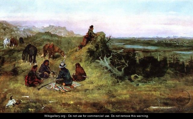 The Piegans Preparing to Steal Horses from the Crows - Charles Marion Russell