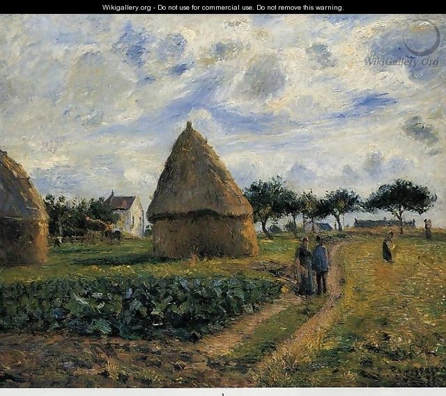 Peasants and Hay Stacks - Camille Pissarro