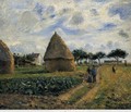 Peasants and Hay Stacks - Camille Pissarro