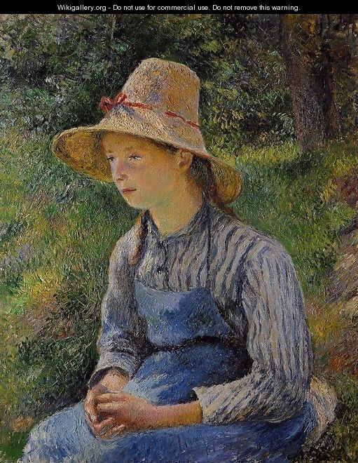 Young Peasant Girl Wearing a Hat - Camille Pissarro
