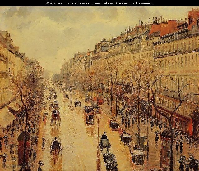 Boulevard Montmartre: Afternoon, in the Rain - Camille Pissarro