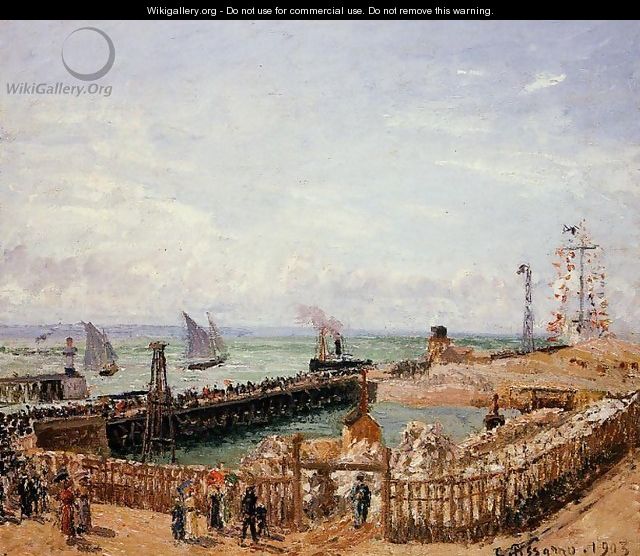 The Jetty, Le Havre - High Tide, Morning Sun - Camille Pissarro