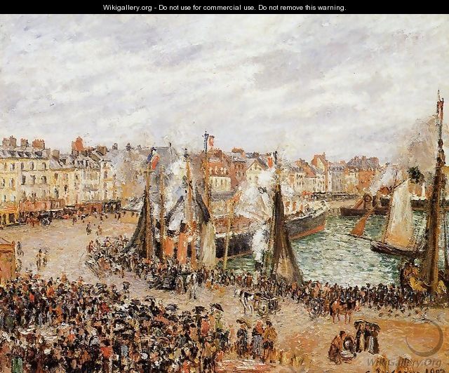 The Fishmarket, Dieppe: Grey Weather, Morning - Camille Pissarro