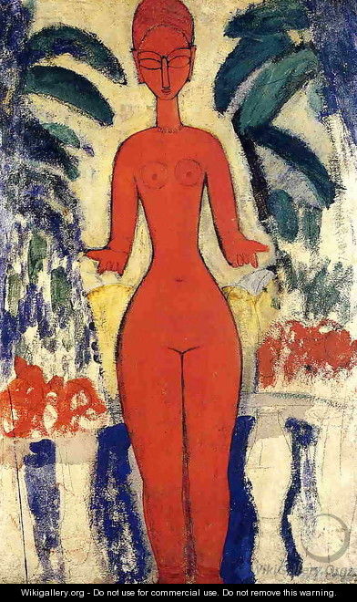 Standing Nude with Garden Background - Amedeo Modigliani