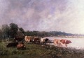 Cows on the Riverbanks of the Touques - Eugène Boudin