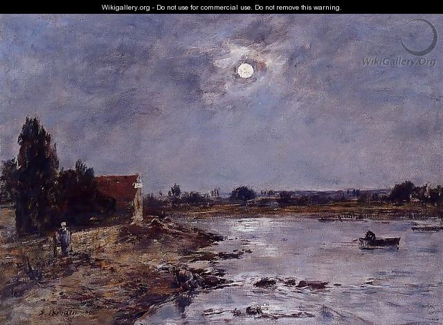 The Banks of the Touques - Moonlight - Eugène Boudin