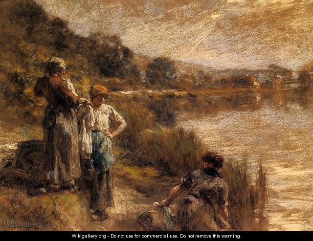 Washerwomen on the Banks of the Marne - Léon-Augustin L