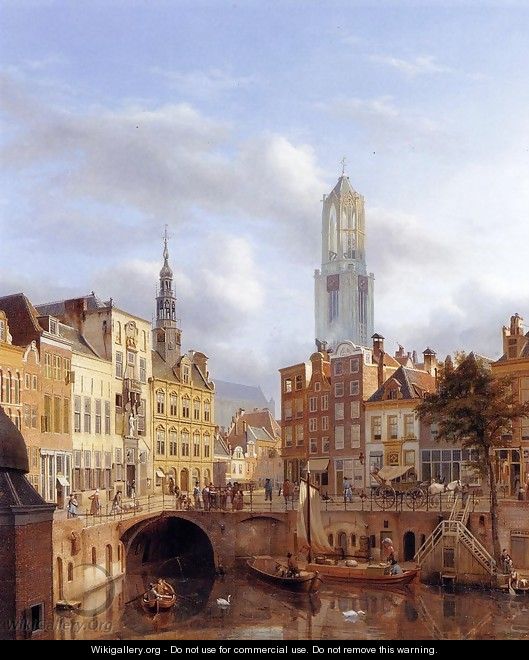 The Oudegracht with a View of the Old Town Hall and the Dom Tower beyond, Utrecht - Georg-Gillis Haanen