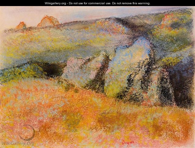 Landscape with Rocks - Edgar Degas