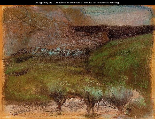 Olive Trees against a Mountainous Background - Edgar Degas