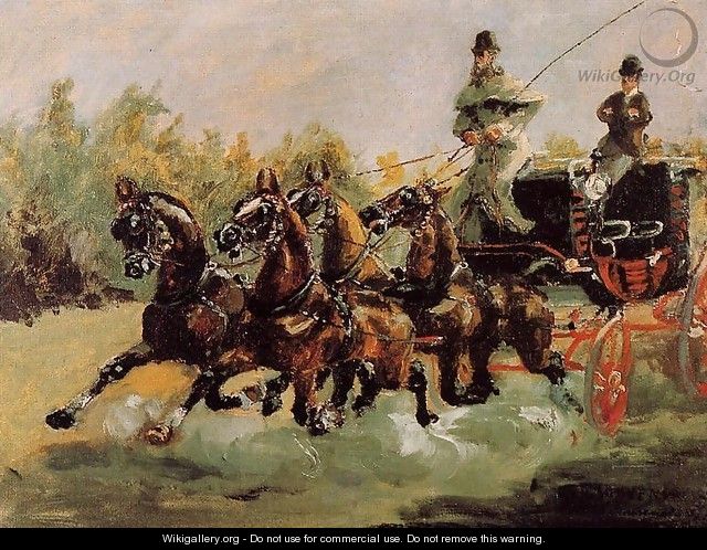 Alphonse de Toulouse-Lautrec Driving His Four-in-Hand - Henri De Toulouse-Lautrec