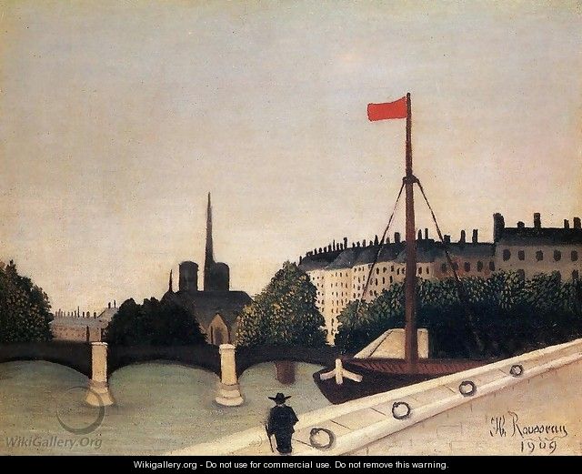 Notre Dame: View of the Ile Saint-Louis from the Quai Henri IV - Henri Julien Rousseau