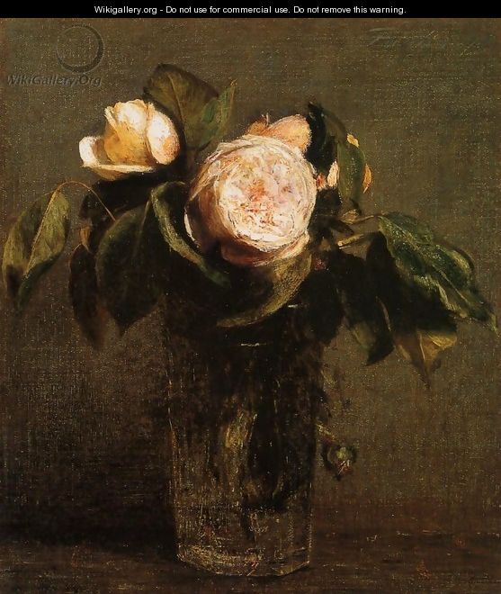 Roses in a Tall Glass - Ignace Henri Jean Fantin-Latour
