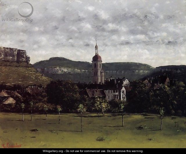 View of Ornans and Its Church Steeple - Gustave Courbet