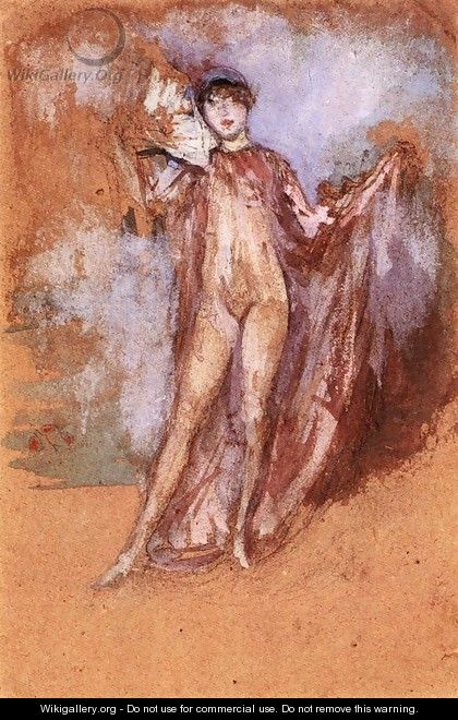 Grey and Pink, a Draped Model with Fan - James Abbott McNeill Whistler