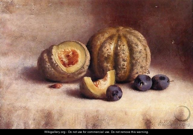 Still Life with Plums and Melons - Joseph Decker