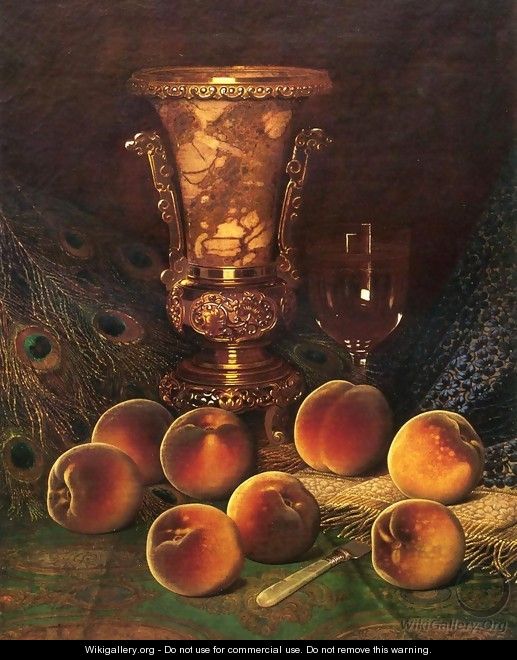 Still Life with Peaches and Marble Vase - William Mason Brown