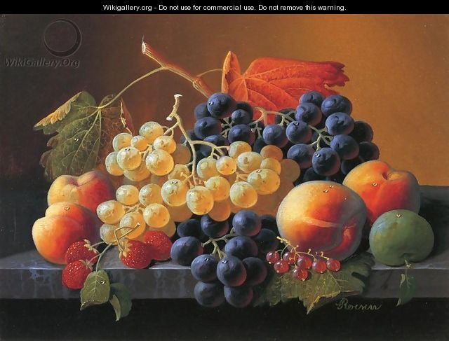 Still Life of Fruit on a Marble Tabletop - Severin Roesen