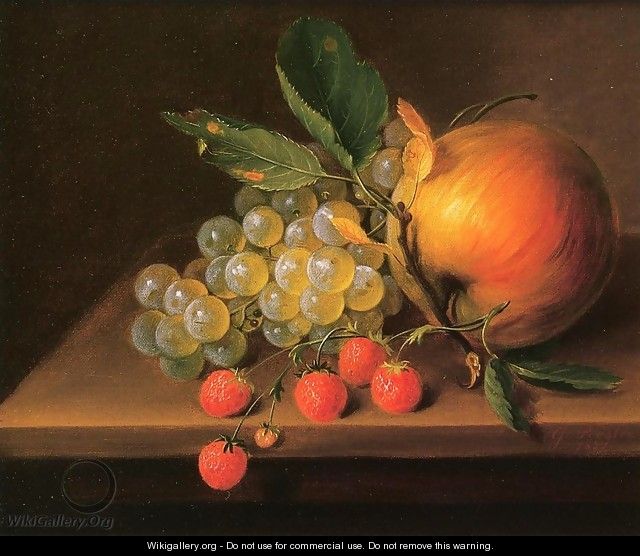 Still Life with Grapes, Apple and Strawberries - George Forster