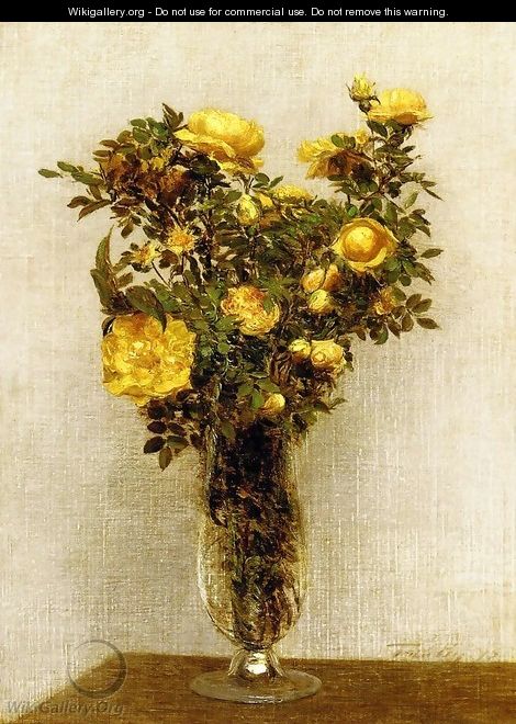 Roses Lying on Gold Velvet - Ignace Henri Jean Fantin-Latour