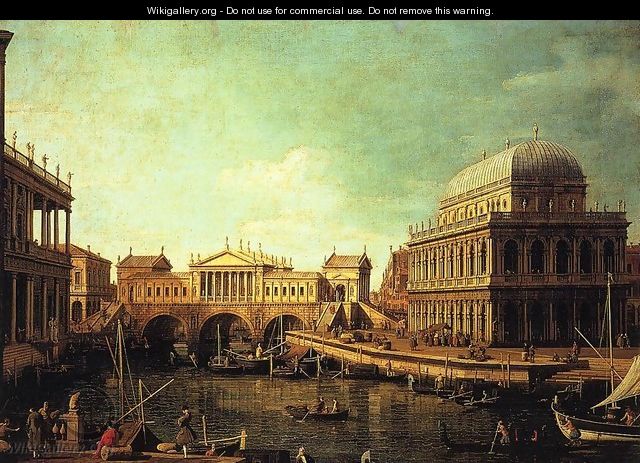 Basilica di Vecenza and the Ponte de Rialto - (Giovanni Antonio Canal) Canaletto
