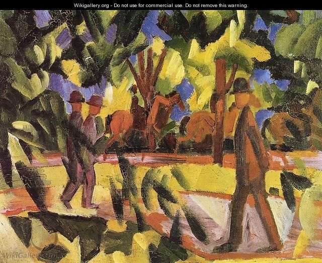Riders and Strollers in the Avenue - August Macke