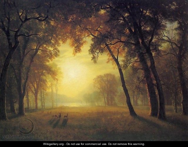 Deer in a Clearing - Albert Bierstadt