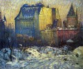 A View of the Plaza from Central Park in Winter - Arthur C. Goodwin