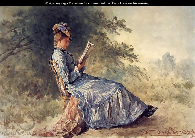 Seated Girl Reading - Hugh Newell