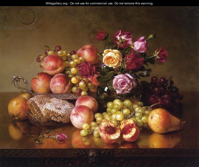 Fruit Still Life with roses and Honeycomb - Robert Spear Dunning