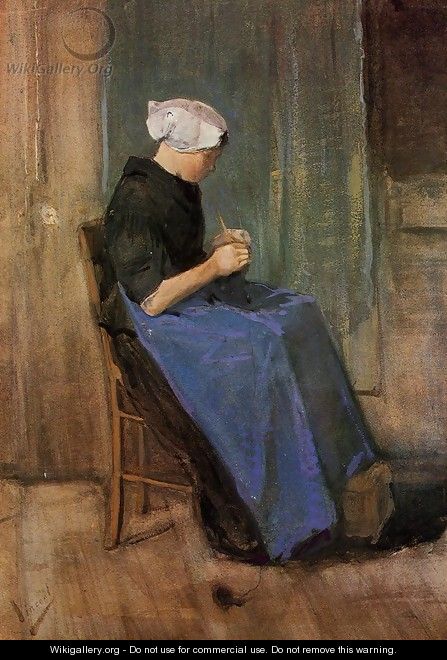 Young Scheveningen Woman Knitting - Vincent Van Gogh