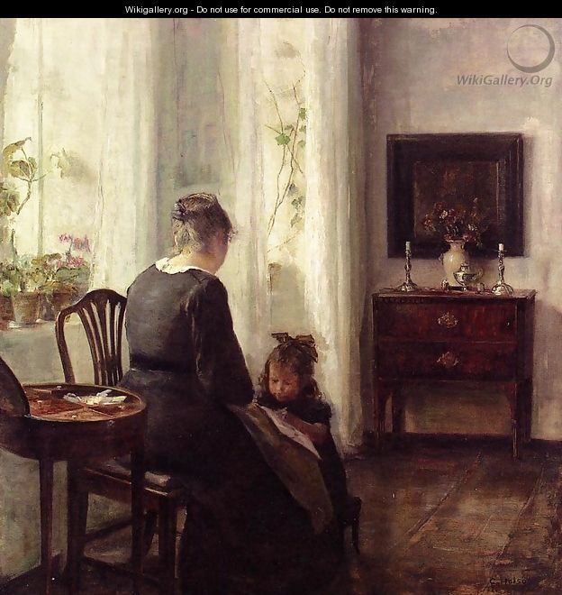 Mother and Child by a window - Carl Vilhelm Holsoe
