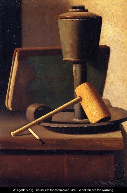 Still Life with Book, Lamp, Pipe and Match - John Frederick Peto