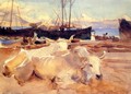 Oxen on the Beach at Baia - John Singer Sargent