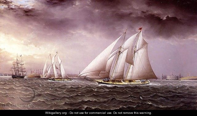 Schooner Race in New York Harbor - James E. Buttersworth