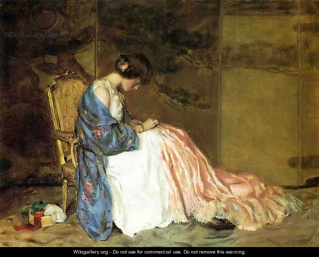 Girl Sewing - The Party Dress - William Wallace Gilchrist Jr.