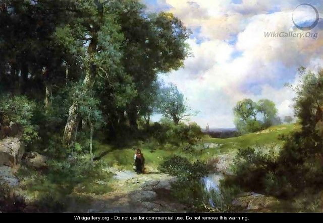Young Girl in a Long Island Landscape - Thomas Moran