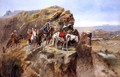 Indians on a Bluff Surveying General Miles' Troops - Charles Marion Russell