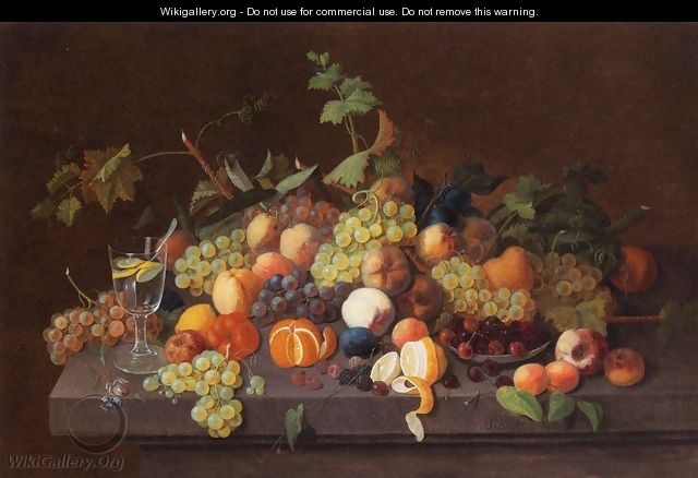 Fruit Still Life with Glass of Lemonade - Severin Roesen