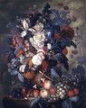 A Vase of Flowers with Fruit - Jacob van Huysum
