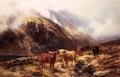 Highland Cattle in a Mountainous Landscape - Louis Bosworth Hurt