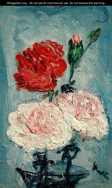 Carnations in a Glass Vase - George Leslie Hunter