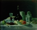 Still Life Bottle and Fruit - George Leslie Hunter