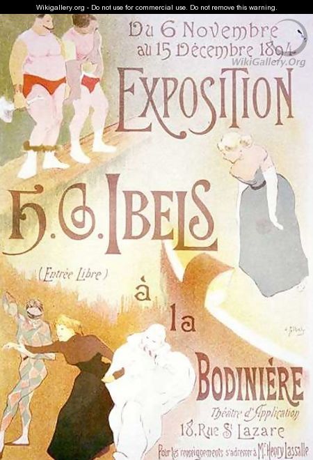 Reproduction of a poster advertising an Exhibition by H G Ibels at the Bodiniere Rue St Lazare Paris - Henri-Gabriel Ibels