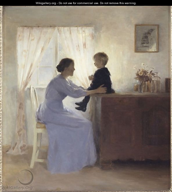 A Mother and Child in an Interior - Peder Vilhelm Ilsted